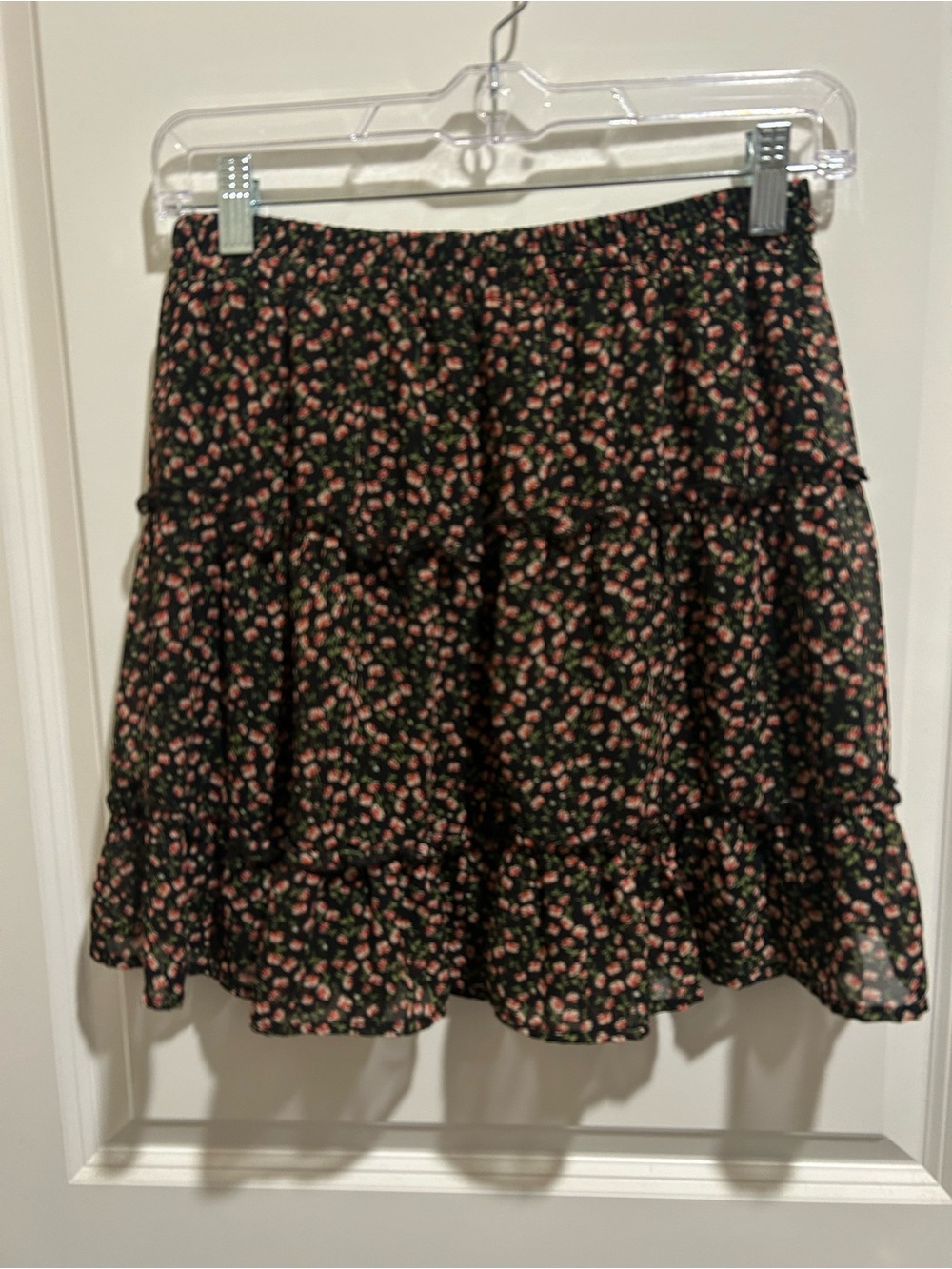 Sienna Sky Black Mini Skirt with Pink Floral